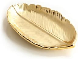 Ceramische Ringhouder voor Sieraden - Kleine Gouden Blad Sieradenhouder - Elegant en Functioneel Design — thumbnail 1