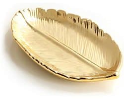 Ceramische Ringhouder voor Sieraden - Kleine Gouden Blad Sieradenhouder - Elegant en Functioneel Design