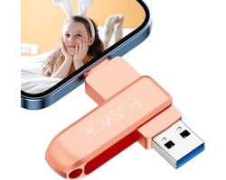 USB-stick 256GB - Externe geheugenstick - Telefoon opslag uitbreiden - Geen app nodig - 256 GB - Roze