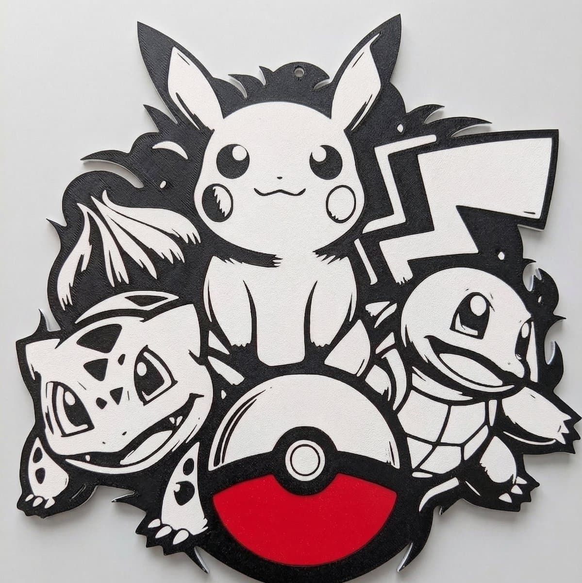 Pikachu, Charmander, Squirtle & Bulbasaur Pokémon - Wanddecoratie - Wall Art - Poster - Pikachu, Charmander, Squirtle & Bulbasaur - Moderne Wanddecoratie - 3D Geprint — afbeelding 1