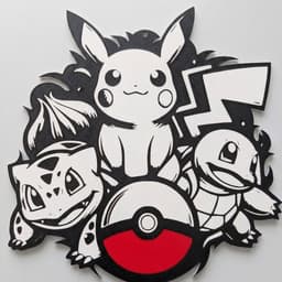 Pikachu, Charmander, Squirtle & Bulbasaur Pokémon - Wanddecoratie - Wall Art - Poster - Pikachu, Charmander, Squirtle & Bulbasaur - Moderne Wanddecoratie - 3D Geprint — thumbnail 1