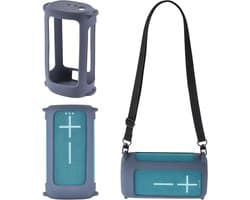 Siliconen Hoesje - Draagbare Draagtas - Speaker Beschermen - Met Schouderriem - 13 x 13 x 4 cm - Blauw