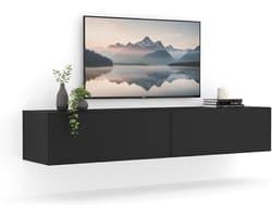 Hangende tv kast - Mediabox sideboard - Opbergen media - Moderne wandmontage - 160x40x30 cm - Mat zwart