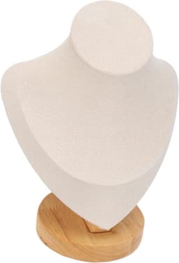 Chain Guard Holder Logboek Flanel PU Leer Standaard Linnen Sieraden Bust Mannequin voor Winkels en Beurzen - Luxe Faux Medium Chain Houder voor Kettingen en Halskettingen in Zwart (Beige) — thumbnail 3