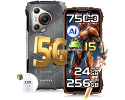 Blackview BL7000 Robuuste Smartphone 5G - 6.78 inch - Android 15 - 24GB RAM - 256GB ROM - 50MP Camera - 7500mAh met 33W Adapter - IP68 Waterdicht - NFC OTG GPS FM - Oranje
