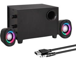 Multimedia Speaker - Computerluidspreker Home Companion - Muziek Luisteren - RGB Lichteffecten - 3 Inch Woofer - Zwart