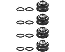 Compression Fitting voor Waterkoeling, 16mm Draad, Rigid Connector voor Koelsystemen, Zwart en Duurzaam