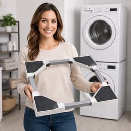SQOON® Universeel tussenstuk wasmachine/wasdroger - Stapelkit met spanband - Geschikt voor o.a. Bosch, Siemens, AEG, Samsung, LG, Whirlpool - Veilige & ruimtebesparende stapeloplossing — thumbnail 4