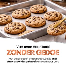 Braadslede met Afkoelrooster 304 RVS 31,8 x 24,8 x 3 cm + Gouden Keukenpincet 30,5 cm – Oven, BBQ & Airfryer Set — thumbnail 5