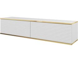 TV Kast - TV Meubel - Woonkamer Opbergen - Push-to-Open Functie - 135x30x32 cm - Wit