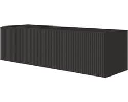 Hangend Tv-lowboard - Tv-kast - Opbergen Media - Reliëf Voorkant - 100 cm Breed - Mat Zwart