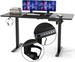 Elektrisch Verstelbaar Bureau 120x60 cm - Zit Sta Bureau met Tafelblad - 2-delig Frame - Zwart — thumbnail 1