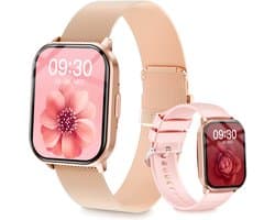 Smartwatch voor dames en heren – Fitnesshorloge met belfunctie en sms-ontvangst – Bluetooth 5.3 fitnesstracker – IP67 waterdicht sporthorloge – Met functies zoals bloedzuurstof, hartslag, slaapkwaliteit, stappenteller en muziekbediening – Roségoud