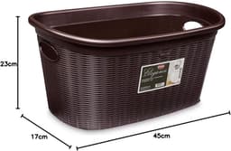 Wasmand - Kledingmand - Vuile Was - Kunststof Materiaal - 38x58x28 cm - Moka — thumbnail 4
