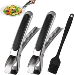 Sander Shop 2 Stuks Airfryer-Tang, Antislip Schoteltang Hete Ladegrijper met Siliconen Borstel, Anti- Scald Plate Gripper Roestvrij Staal, Hittebestendige Multifunctionele Kom Houder Clip voor Schotel Pannen — thumbnail 1