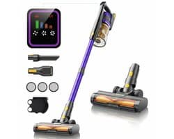 Draadloze Steelstofzuiger - Handstofzuiger - 550 Watt - 55000 Pa Zuigkracht - 60 Minuten Looptijd - Afneembare Li-ion Accu - 7-Traps HEPA Filter 99,98% - Groene LED Vloerborstel - Aromatherapie Functie - Anti-klit Borstel - 3 Modi