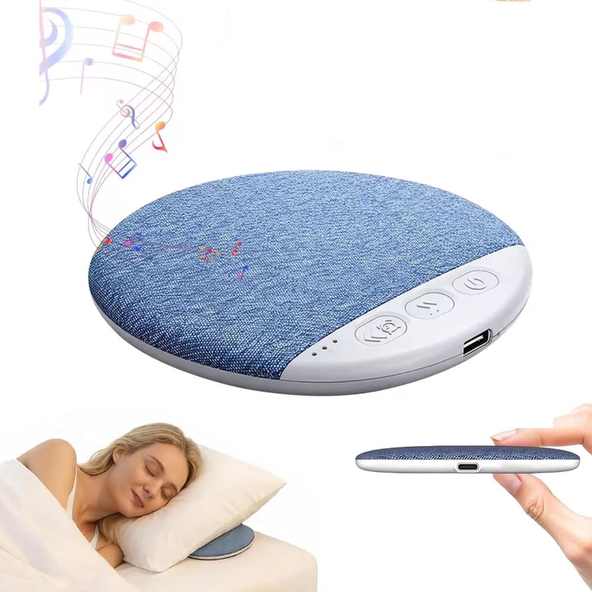 Slaapkussenluidspreker - Slaapsprekers - Witte Ruis - Slaapbalk - Bluetooth-luidspreker voor onder het kussen - Mini-slaaphulpmiddel met botgeleiding - Stereobas - Met timer - Draadloze - Slaapondersteuningsfunctie - 9.6*1.2CM — afbeelding 1