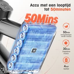 Elekiatech Steelstofzuiger- 46000Pa - 50 Minuten Gebruikstijd - 8 Kegel Filtersysteem Steelstofzuiger Draadloos - 1,5 L Stofbak - 2200 mAh Accu - voor Tapijten en Harde Vloere - Paars — thumbnail 3