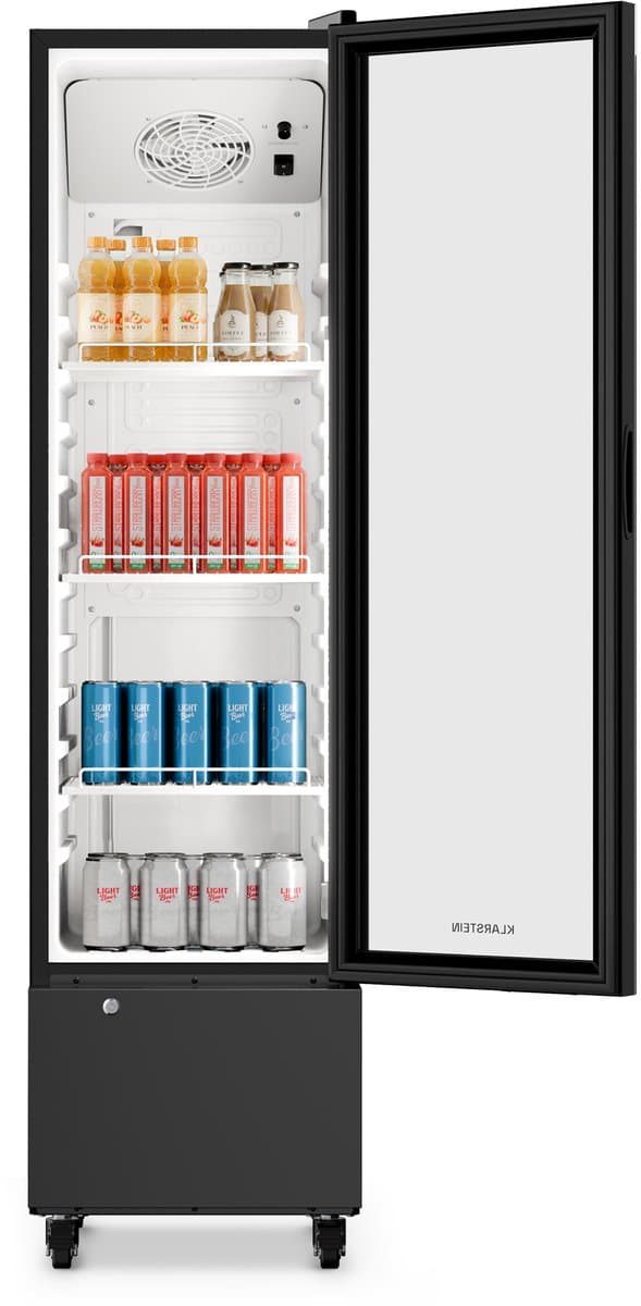 Klarstein Drankkoeler GrandCooler commerciële koelkast 180 L – met LED-verlichting (wit/blauw), instelbare temperatuur 0–10 °C, 3 planken - Drankenkoelkast - voor Bar - Thermostaat - Drankkoelkast - Drankenkoeler - Beverage Cooler — afbeelding 1