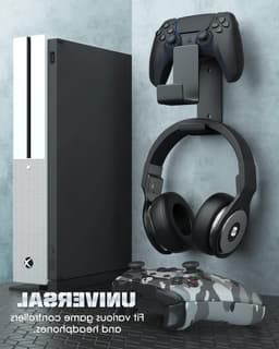 Dual Gamepad Controller en Hoofdtelefoon Hanger voor Xbox, PS en PC - Wandmontage voor Universele Headsets, Zwart — thumbnail 5