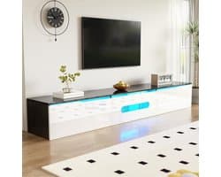 Tv-kast - Tv-meubel mediakast - Entertainment organiseren - App-gestuurde ledverlichting - 180 x 35 x 30 cm - Zwart Wit