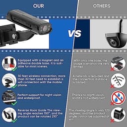 Achteruitrijcamera, 150 graden hitch guide, magnetische lijm, 100% waterdichte hitch camera met bewegingsdetectie real-time monitor voor RV vrachtwagen aanhangwagen — thumbnail 4