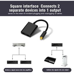 Digitale glasvezel splitter, 1-in-2-uit glasvezel audio splitter, lichtgolfgeleider adapter, zwart en wit (zwart) — thumbnail 2