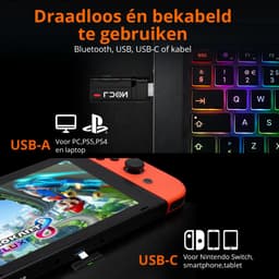 FoxieGo Draadloze Gaming Headset met Microfoon – 7.1 Surround Sound – Bluetooth 6.0 & 2.4GHz – Noise Cancelling – 100 Uur Batterij – USB-A / USB-C – Geschikt voor PS5, PS4, PC, Switch & Android — thumbnail 4