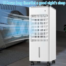 Verdampingsluchtkoeler - Mobiele airco Koelventilator - Kamertemperatuur Verlagen - 9L Tank met IJspakken - 90° Oscillatie - Zwart — thumbnail 4