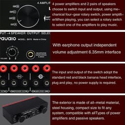 Speaker Switcher - Audio Selector - Verbinden van Audio - 4 Versterkers 2 Speakers - 300W per Kanaal - Zwart — thumbnail 2