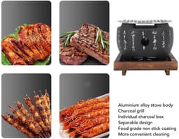 Dailygoody - Japanse Stijl Grill - Mini Draagbare Grill - Lichtgewicht en Praktisch - Houtskool Kachel - Voor Binnen en Buiten - Tafelblad Grill — thumbnail 2