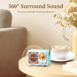 Retro Draagbare Bluetooth-Spreker, FM-Radio-Spreker met 3W Krachtige Luidspreker, Basmembraan, Handsfree Bellen, Vintage Pocket Speaker USB/TF Card/AUX-ondersteuning (Blauw) — thumbnail 2