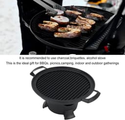 Dailygoody - Gietijzeren Hibachi-grill - Draagbare grill - Eenvoudig te monteren - 13 x 21 x 10,5 cm - Houtskoolgrill - Ideaal voor picknicks en kamperen — thumbnail 4