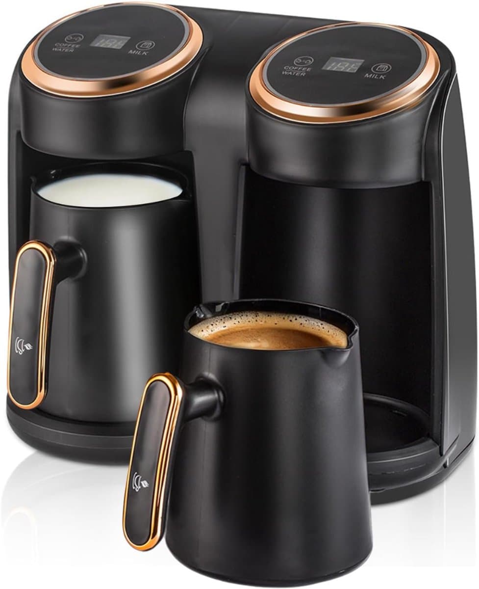 SNJY® Turkse Koffiezetapparaat - Turkse Koffie - Turkse Theepot Elektrische - Dubbele Pot - 600 W - Zwart — afbeelding 1