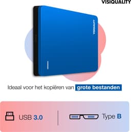 VisiQuality High-Speed Externe Harde Schijf 750 GB - Draagbare Harde Schijf USB 3.0 - Voor Windows & Mac - Xbox & PS4 games - Compact - Blauw — thumbnail 5