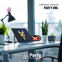 Party Light & Sound - PARTY-OWL - Bluetooth Speaker met LED in Uil Design op Batterij - USB, MicroSD, AUX - Mat Zwart — thumbnail 4
