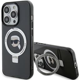 Karl Lagerfeld Serie - Magnetische iPhone 15 Pro Max Hoes - Ring Stand - Zwart — thumbnail 1