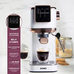 DOMO DO746K Espressomachine - Met Stoompijpje - 20 Bar - Pistonmachine - Koffiecupmachine - Wit - Rosé — thumbnail 2