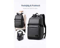 Nexusbag Moderne Laptop Rugzak zwart - met Laptopvak - 15.6 Inch - Waterdicht met USB Oplaadpoort - rugzak reizen - rugzakken - rugtas met laptopvak