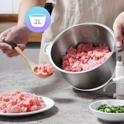 Elektrische Vleesmolen - 500W - Foodprocessor - Hakmolen - 2L RVS Keukenmachine - 2 Snelheden - voor Vlees - Noten en Groenten - Eenvoudig Schoon te Maken - Standaard Extra Mes — thumbnail 3