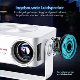 Setano Mini Beamer – WiFi & Bluetooth – Incl. Afstandsbediening – Ideaal voor WK 2026 – 4K Support – Beamer – Voor iOS & Android – Draagbaar & Compact – Thuisbioscoop – Wit — thumbnail 5