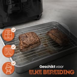 Braadslede met Afkoelrooster 304 RVS 31,8 x 24,8 x 3 cm + Zilveren Keukenpincet 30,5 cm – Oven, BBQ & Airfryer Set — thumbnail 8