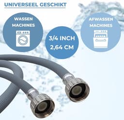Waterslang Wasmachine - Toevoerslang Vaatwasser - Apparaat Aansluiten - Universeel Bruikbaar - 1.5 Meter - Grijs — thumbnail 5