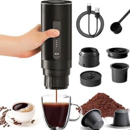 Draagbaar koffiezetapparaat, 20 bar druk, 2-in-1 koffiezetapparaat, automatische opwarmtijd van 4-6 minuten, grote capsules, gemalen koffie, zwarte koffie. — thumbnail 1