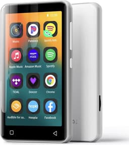 MP3-speler 80 GB met Bluetooth en WiFi, MP3-muziekspeler met Spotify, Amazon Music, Audible, Apple Music, 4 inch touchscreen, Android MP3-streaming (Zilver) Zonder Play Store — thumbnail 1