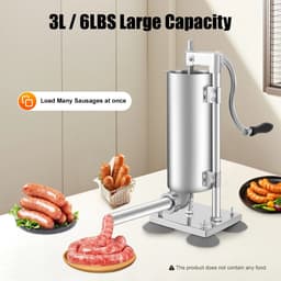 Cellista Worstvuller 3 Liter - Handmatige Worstmaker RVS - Worstpers - Worststuffer - 4 Vulbuizen - Keuken Slagerij - Worst — thumbnail 3