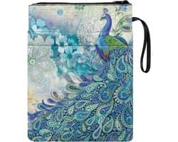 Boekbeschermer Pauwenprint - Boekomslag Wasbaar - Boeken Beschermen - Met Voorvak - 29 x 22 cm - Blauw