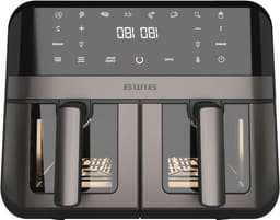 Dubbele Airfryer - Heteluchtfriteuse Manden - Gelijk Garen - Zelfreinigend Systeem - 9 Liter - Metaal — thumbnail 1