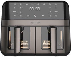 Dubbele Airfryer - Heteluchtfriteuse Manden - Gelijk Garen - Zelfreinigend Systeem - 9 Liter - Metaal