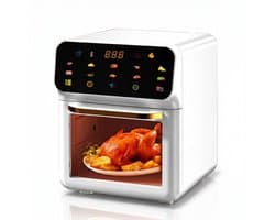 10-in-1 Airfryer/Oven - Multifunctionele airfryer met kijkvenster, led-display en timer van 60 minuten - Wit